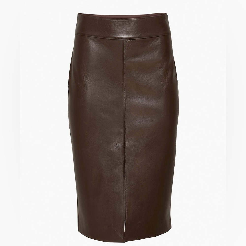 Aritzia Pegu Rich Mocha Brown faux leather skirt NWT